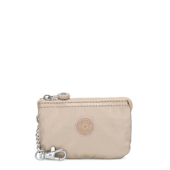 Kipling Creativity Mini Metallic Pouch Keychain Vesker Gull Beige | NO 1115QM